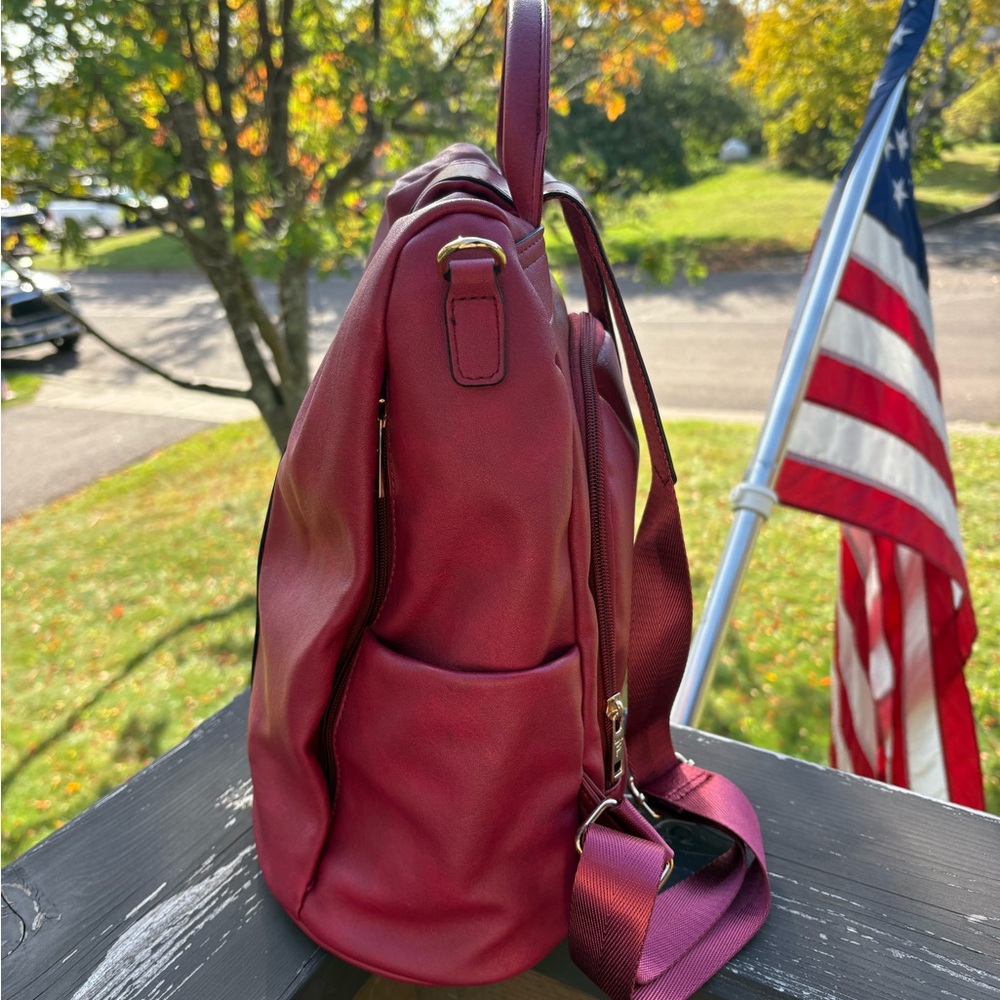 JM Collection Cherry Red Backpack - Picture 2 of 7